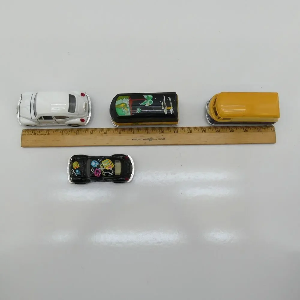 Lot of 4 Vintage VW Volkswagen Beetle Bus Toy Cars Diecast Plastic Collectibles